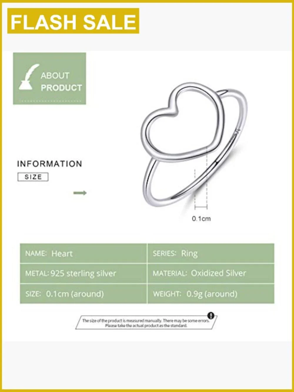 Sterling Silver 925 Minimalist Heart Ring Wedding Statement Jewelry Size 10